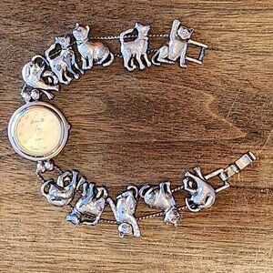 VINTAGE Jenny B CATS slide watch Gambling Slide Watch